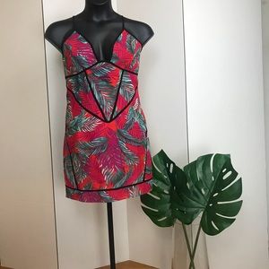 Tropical Leaf Print Summer Dress